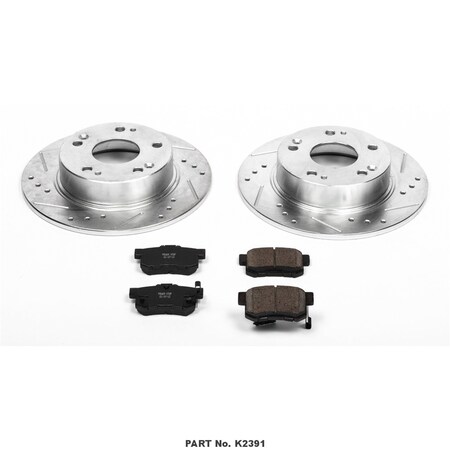 Powerstop BRAKE KIT UPGRADE Carbon Fiber Ceramic Brake Pads 1023 Inch Silver Zinc Plated CrossDrilled And S K2391